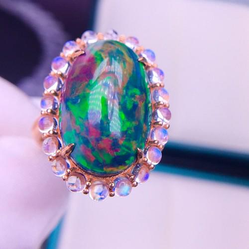 18K Rose Gold 8.65 CT Opal & Moonstone Ring (1 of 6)