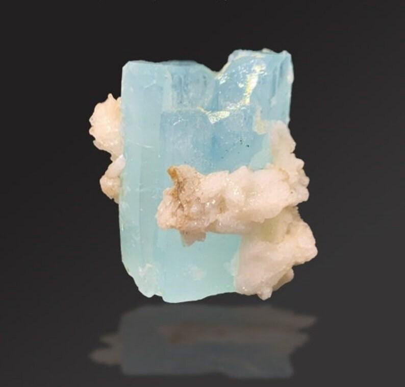 Aquamarine Specimen, Natural Blue Aquamarine Crystal on Albite Mineral Specimen - 77.00 Cts, (1 of 5)