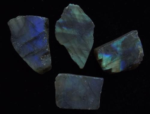 33.59 GRAM SET OF 4 IRIDESCENT LABADORITE: Title: 33.59 GRAM SET OF 4 IRIDESCENT LABADORITE Origin: Ampanihy, Atsimo Andrefana, Madagascar Size: 2.5-3 cm / 33.59 gram set of 4 iridescent, multicolor & translucent labradorite Reserve: $17.00 Sh