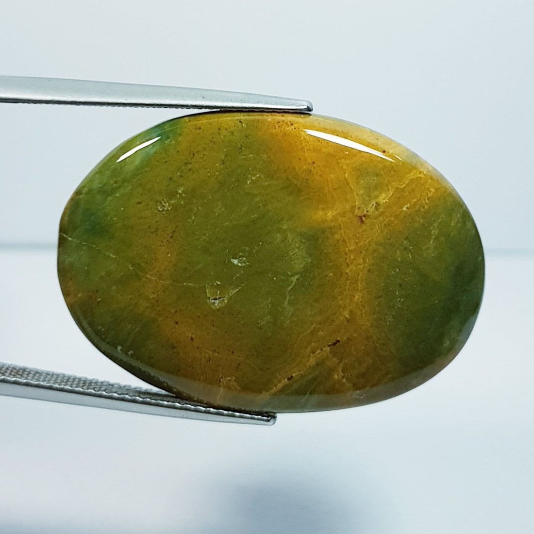 35.07 ctz" Natural Ocean Jasper: No Reserve! Title:35.07 ctz" Natural Ocean Jasper Color/Clarity:Green / Opaque Gemstones:Jasper Carat Weights:35.07 Size/Dimensions:32.60 x 23.35 x 5.20 Additional Information:Oval / Brazil Shipping:
