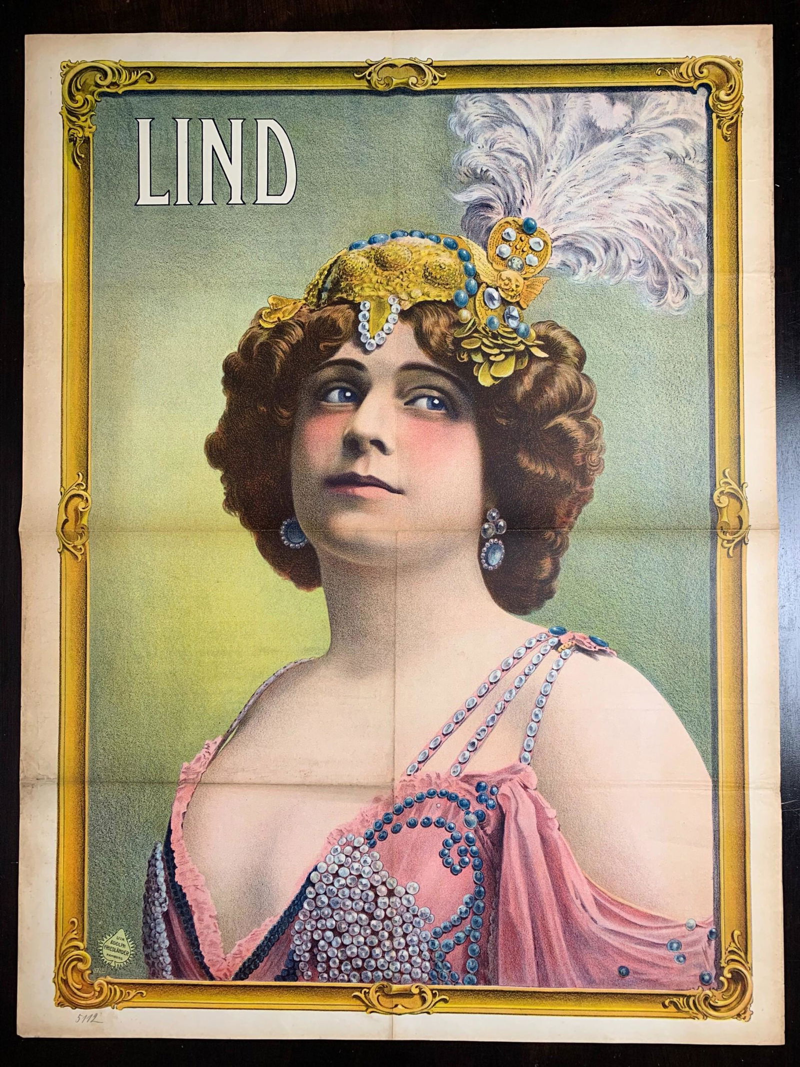 Jenny Lind - Rare Adolph Friedlander (1910) 28" x 37.5" German Lithograph Circus Poster (1 of 6)