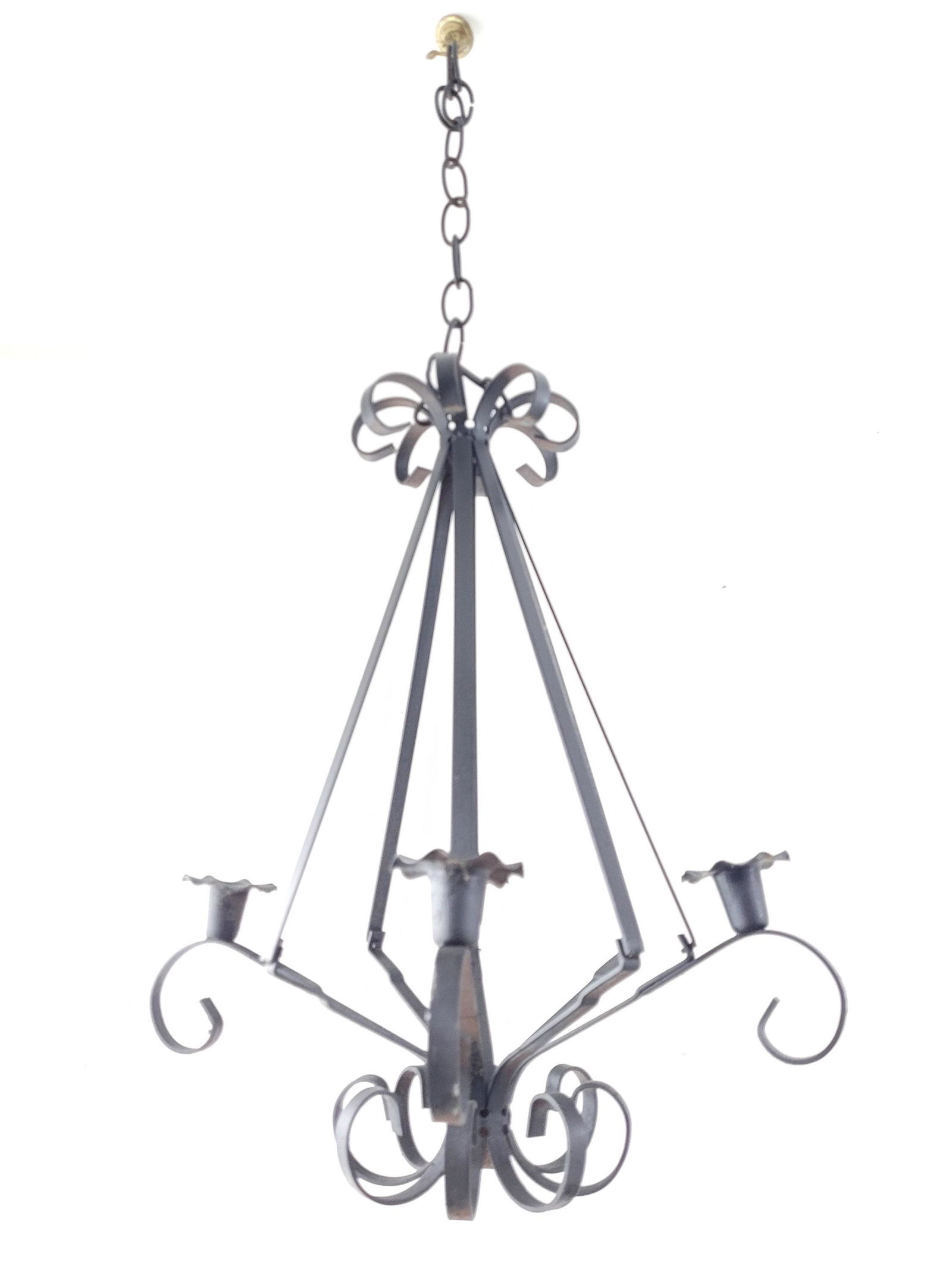 Vintage Wrought Iron Candelabra Hanging Candleholder Chandelier Indoor Outdoor Garden Decor Candle (1 of 9)