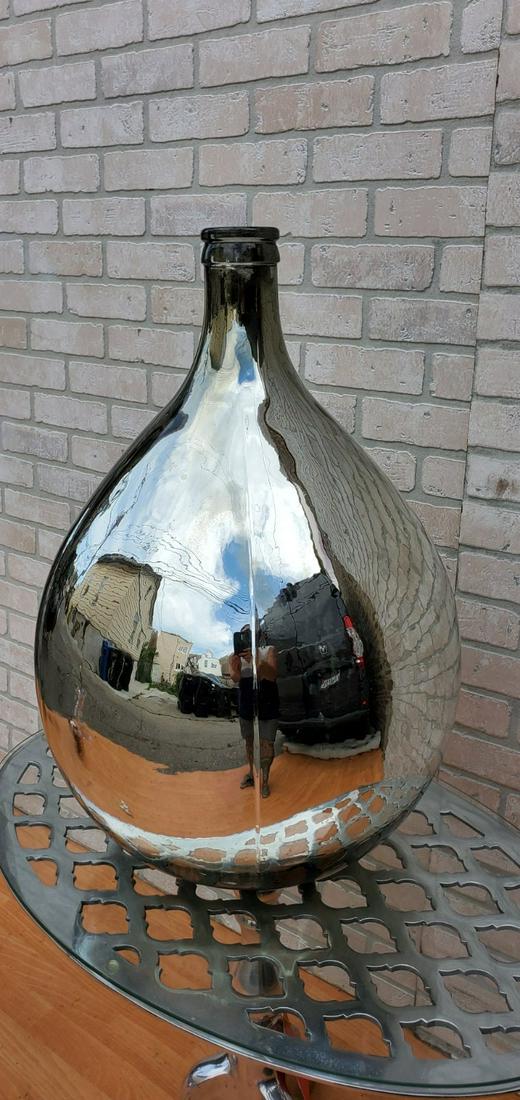 Mid Century Mercury Glass Bottle in Silver (1 of 7)