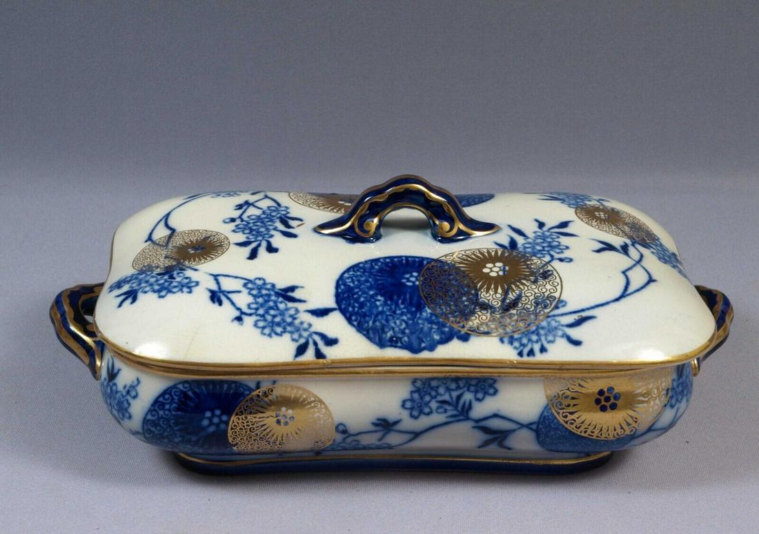 Royal Doulton Burslem Cobalt Flow Blue Persian Sprays Circa 1890s Bowl Tureen (1 of 10)