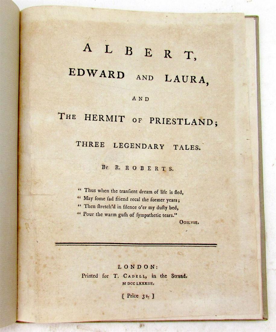 1783 BRITISH POETRY ALBERT EDWARD & LAURA HERMIT of PRIESTLAND antique English (1 of 6)