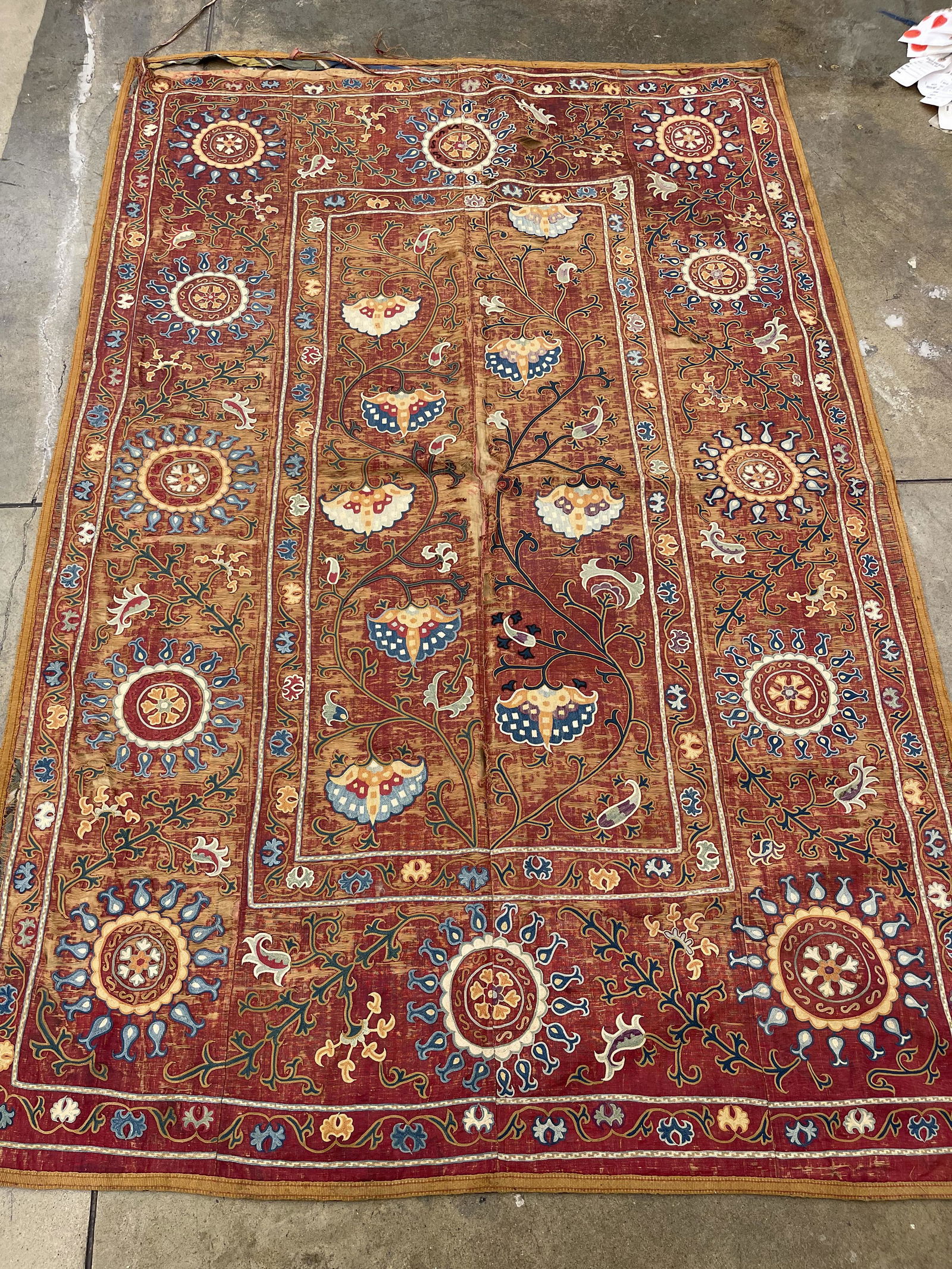 Antique Suzani Embroidery 4'0'' X 5'10'', Item # 57092 (1 of 8)