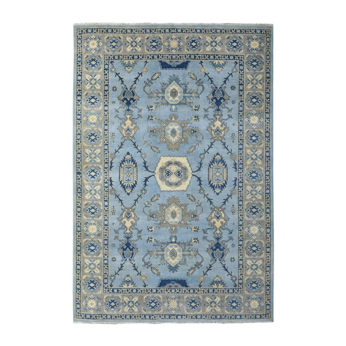 Hand Knotted Blue Vintage Look Kazak Soft Wool Oriental Rug (1 of 7)
