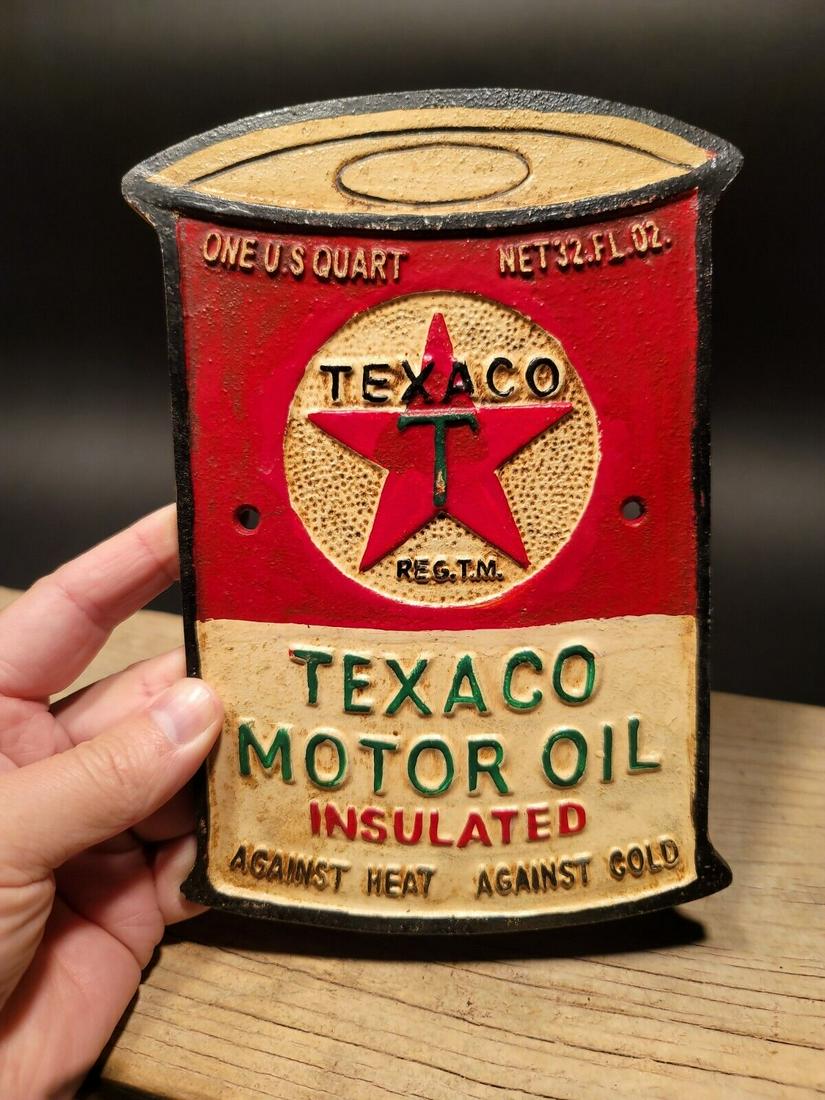 Cast Iron Texaco Gas Oil Sign Plaque (1 of 15)