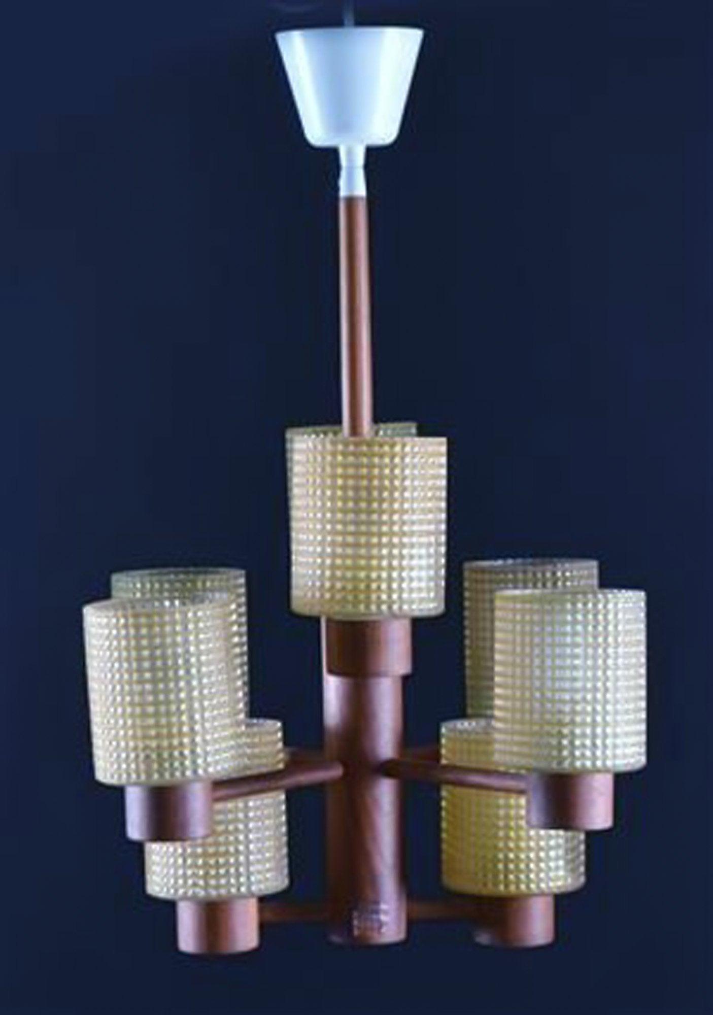 Hans Agne Jakobsson, ceiling lamp made â€‹â€‹of teak, glass shade. 1960/70 's. H. 50 cm. Diam. 45: Title: Hans Agne Jakobsson, ceiling lamp made ​​of teak, glass shade. 1960/70 's. H. 50 cm. Diam. 45 cm. In good condition. Price example: Table Lamp by Hans Agne Jacobsson sold by Pierre