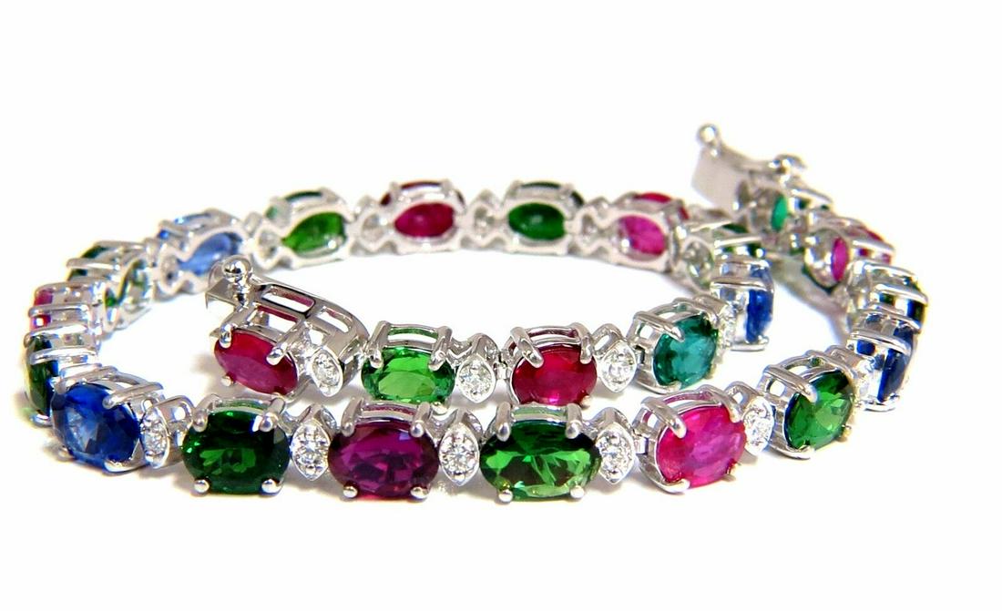 11.07ct natural tsavorite ruby sapphires diamond tennis bracelet 14kt + (1 of 6)