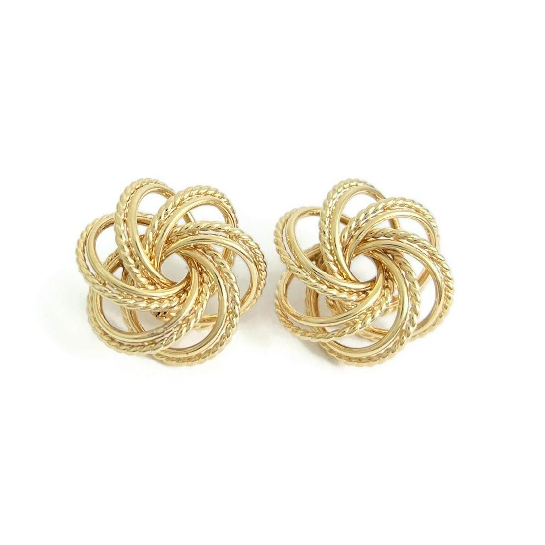 Vintage 1960's Textured Love Knot Swirl Stud Earrings 14K Yellow Gold, 4.77 Gram (1 of 5)