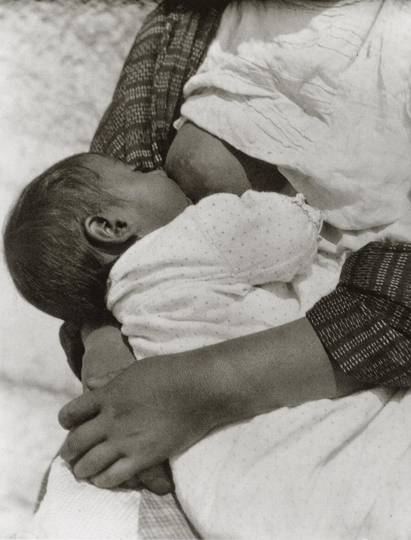 TINA MODOTTI - Baby Nursing, 1926-27: Artist: Tina Modotti Title: Baby Nursing, 1926-27 Medium: Photo Litho, 1999, China Dimensions: 5.55x7.25" Description: Heat Wax Mounted on 8.5x11" Conservation Board Artist Bio: Tina Modotti (1896 - 1