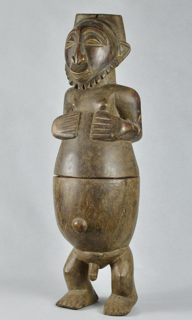 Large decorative African Suku anthropomorphic container statue 27" Congo (1 of 11)