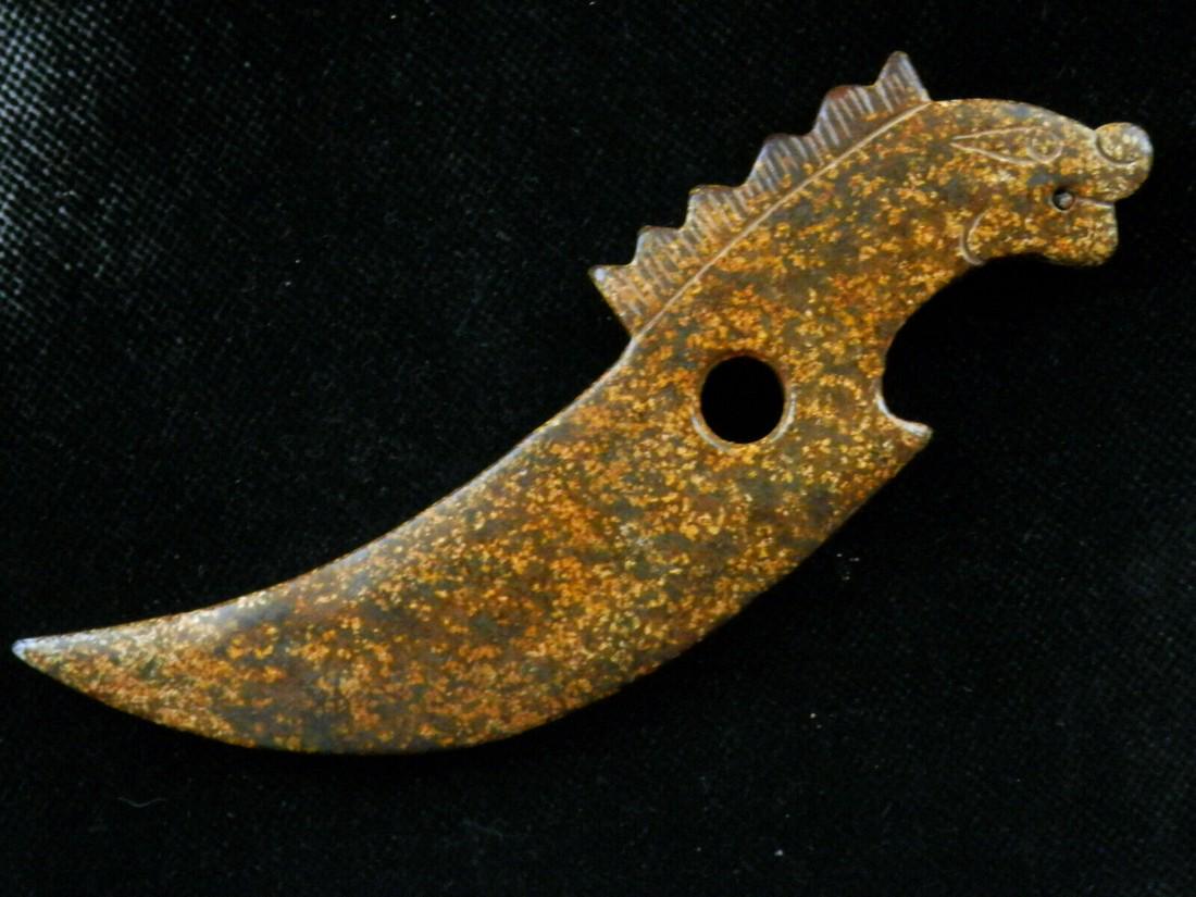 Large Chinese Jade HongShan Culture Dragon Knife (1 of 8)