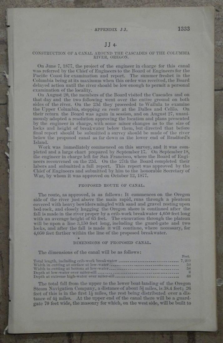 Chart Showing Location of a Canal Around the Cascades of the Columbia River (1 of 4)