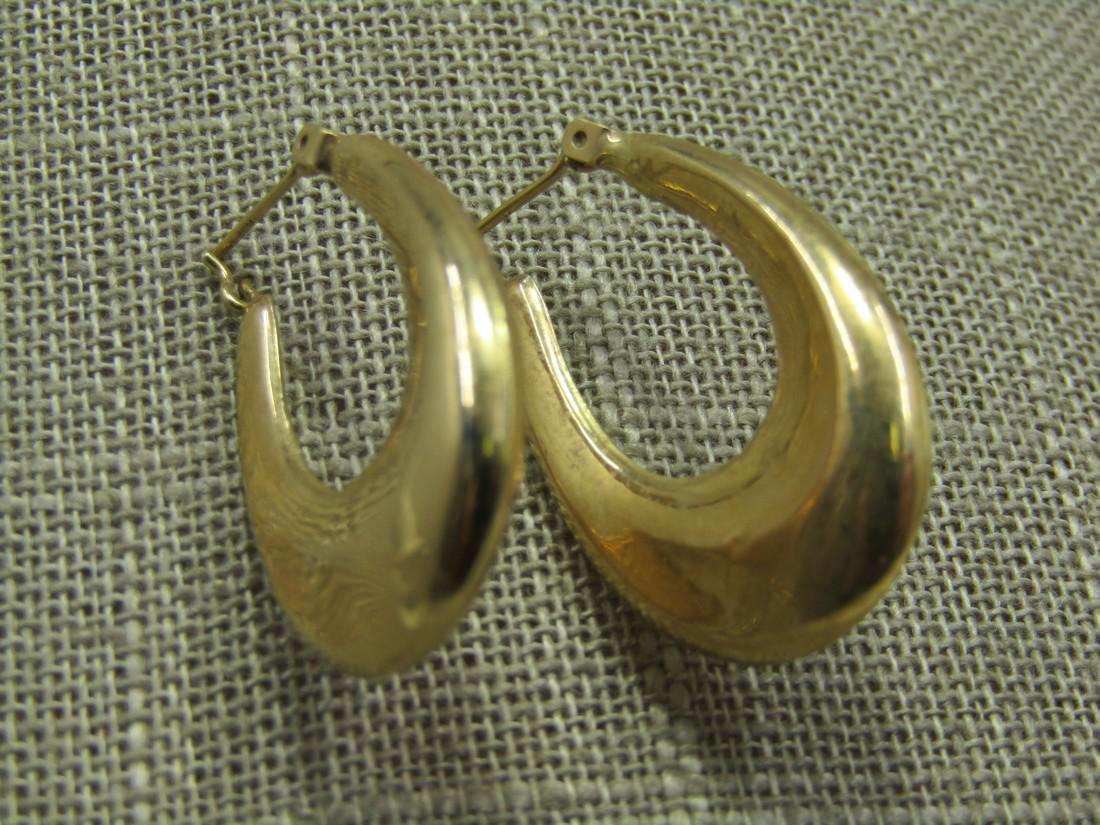 Vintage 14kt Gold Hoop Earrings, 1.25" Signed JCM (1 of 6)