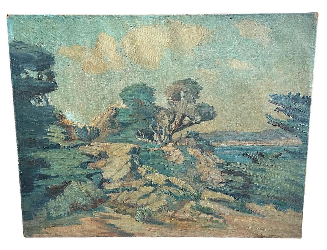 Antique California Impressionist Oil Painting Unsigned On Canvas (1 of 3)
