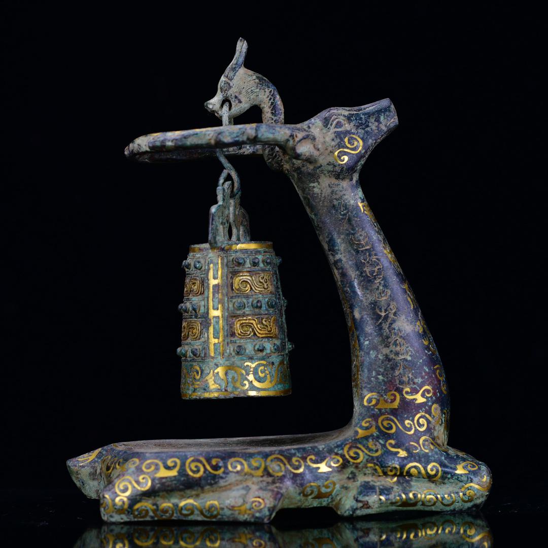 intage Chinese Gilt Gold Bronze Dragon Music Bell Statue (1 of 9)