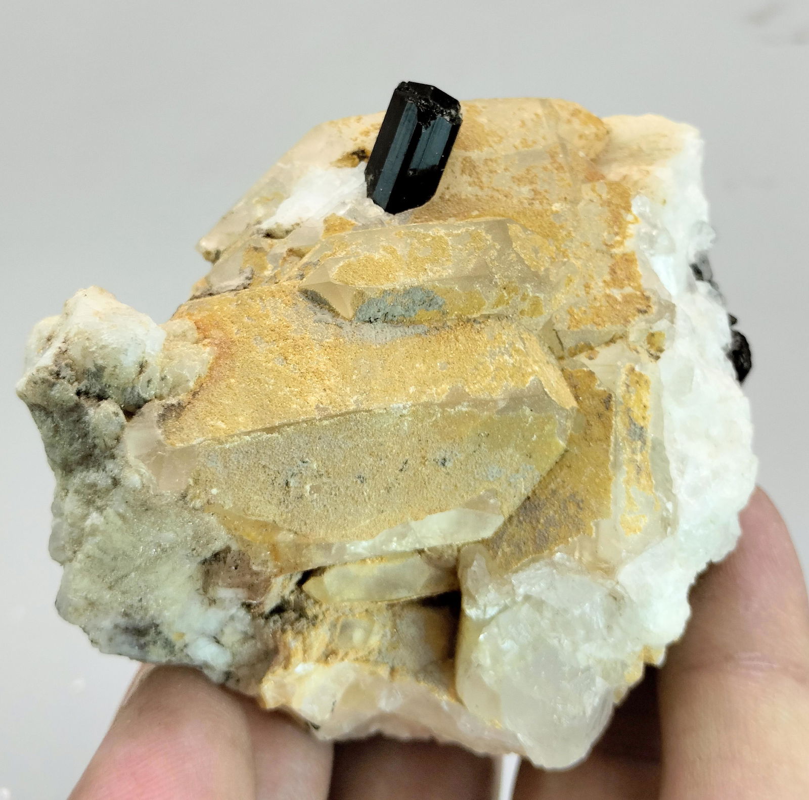 250 Gram Amazing Natural Rare Black Tourmaline With Quartz Specimen (1 of 6)