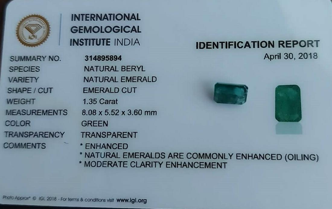 1,35 ct Natural Emerald IGI Report 1,35 ct (1 of 2)