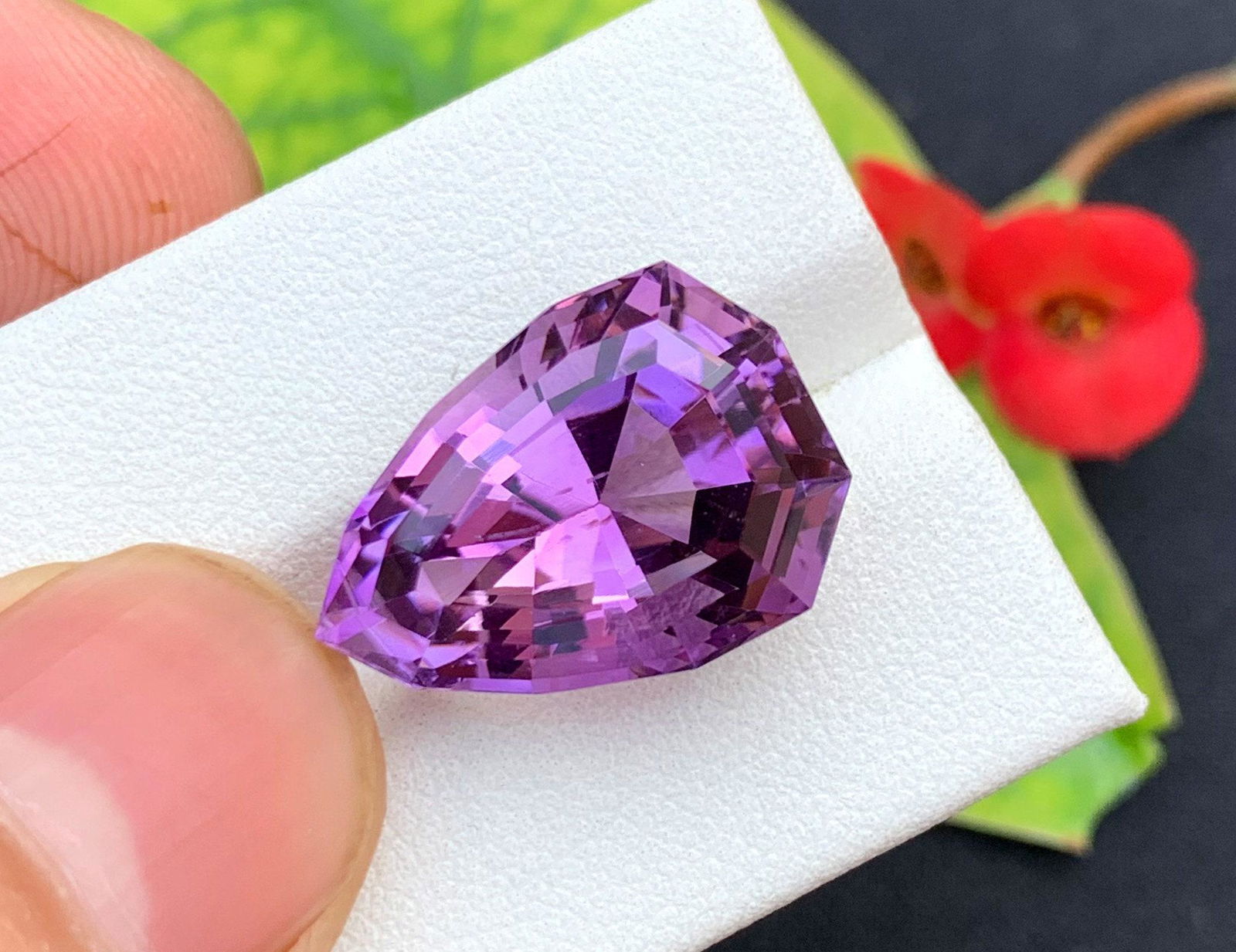 Natural Purple Amethyst, Pear Cut Amethyst Gemstone, 15.85 CTS Necklace Size Amethyst Jewelry from (1 of 5)