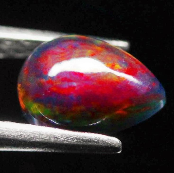 Unheated Natural Multicolor Welo Ethiopian Black Opal Pear Shape (1 of 3)