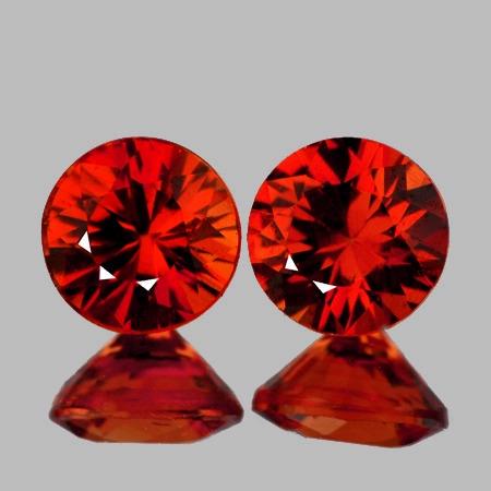4.00 mm 2 pcs Round Machine Brilliant Cut AAA Mandarin Red Orange Spessartite Garnet (1 of 2)
