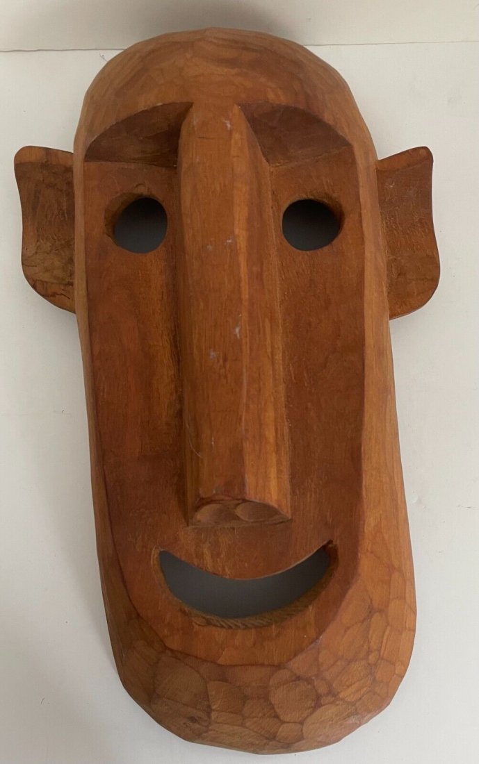 African Hand Carved Wooden Tribal Mask Wall Hanging (1 of 6)