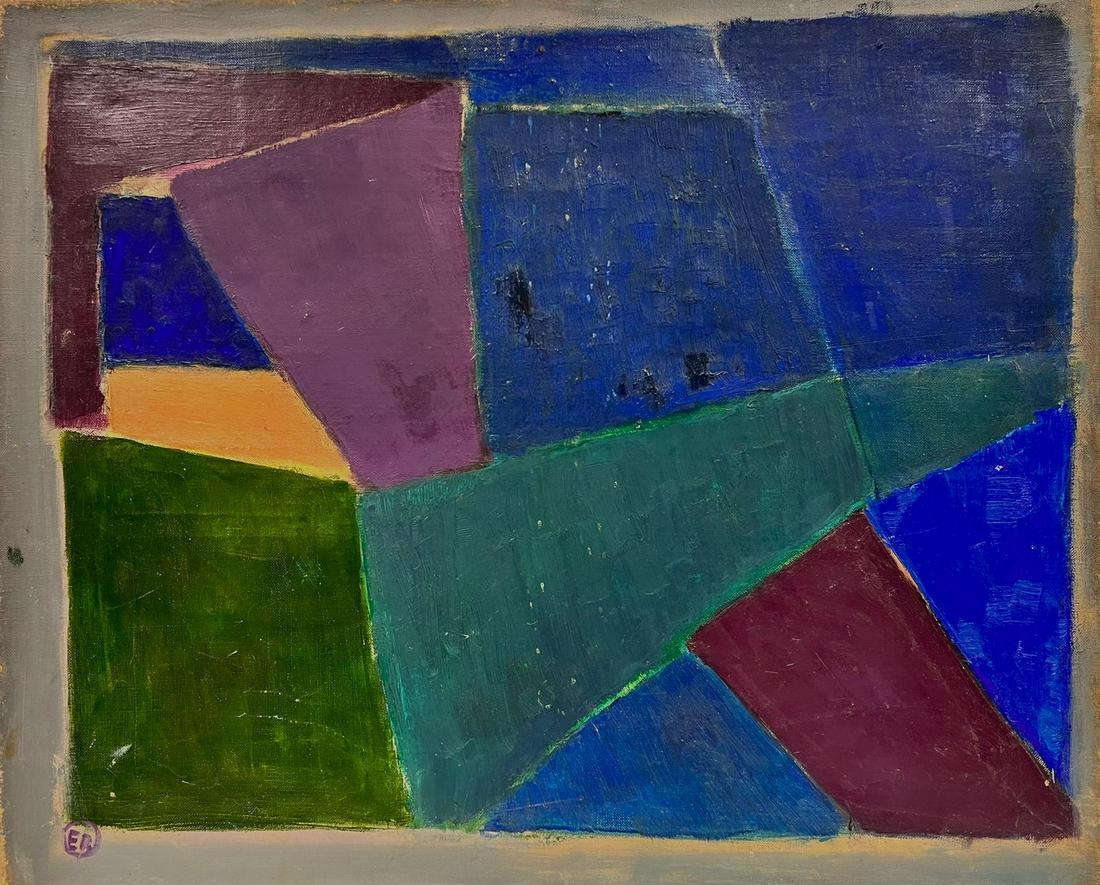 Large French Cubist Abstract Oil Painting 1960's Period Moody Colors (1 of 7)