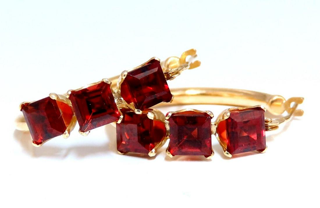 4ct Natural Ascher Cut Red Garnet Hoop Earrings 14kt (1 of 4)