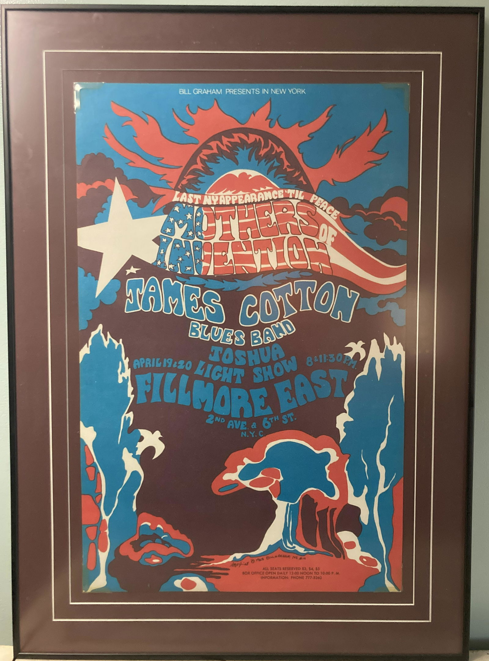 1968 Mothers of Invention Zappa James Cotton Fillmore Concert Advertisement Professionally Framed (1 of 8)