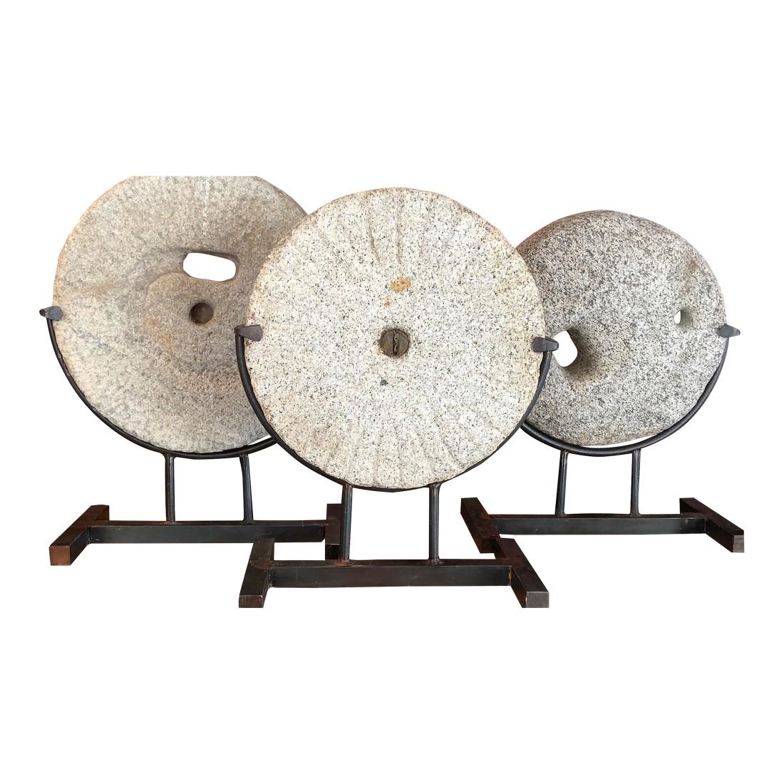 Set of Three Antique Japanese Grinding Mill Stones (1 of 12)
