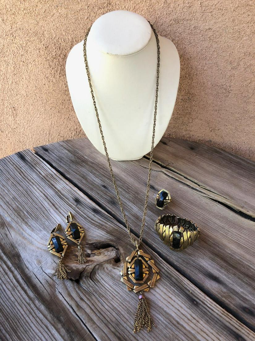 Vintage 1960s Jewelry Set Hollycraft Interchangeable Demi Parure 4 Pc Set (1 of 9)