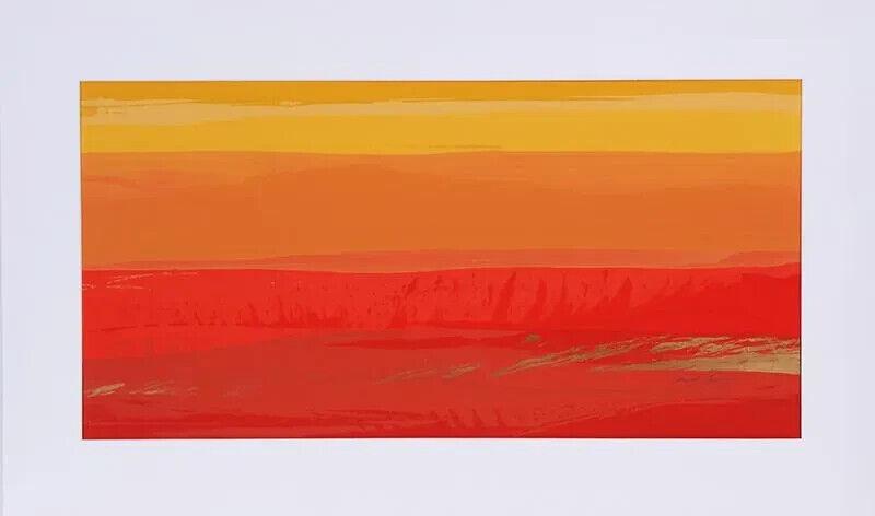 JOSEPH GRIPPI Monotype Screenprint SUMMER Pencil Signed: JOSEPH GRIPPI (1924-2001). Summer. Circa 1970's/1980's Monotype Screenprint, 14" x 28" image sight size (sheet size: 18" x 32") (matted size: 20-1/2" x 34") signed lower right in pencil. Unframed. Jos