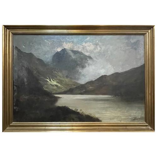 Antique painting, oil on canvas, Landscape, Joel Owen, 1917 (1 of 7)