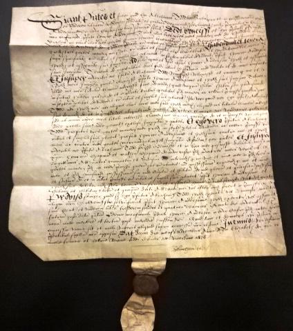 1578 English Vellum Elizabethan Red Wax Seal (1 of 5)