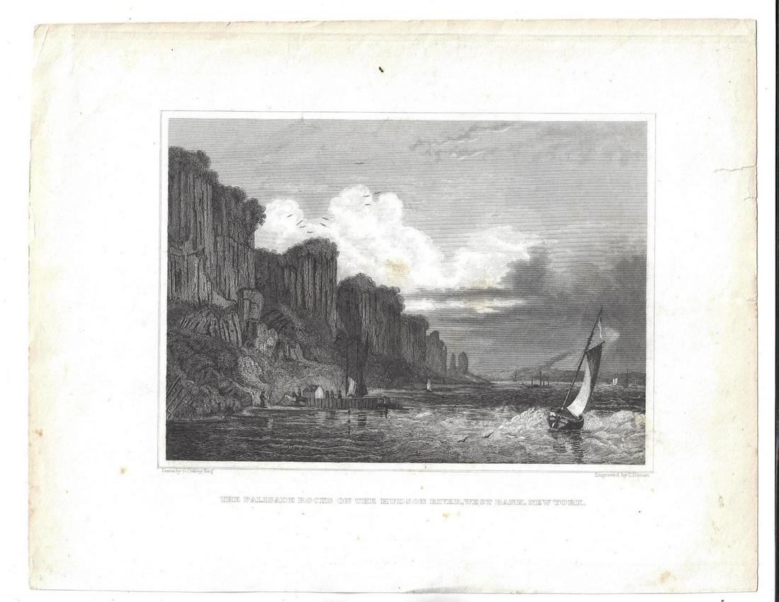 1840 Steel Engraving Palisades Hudson River (1 of 1)