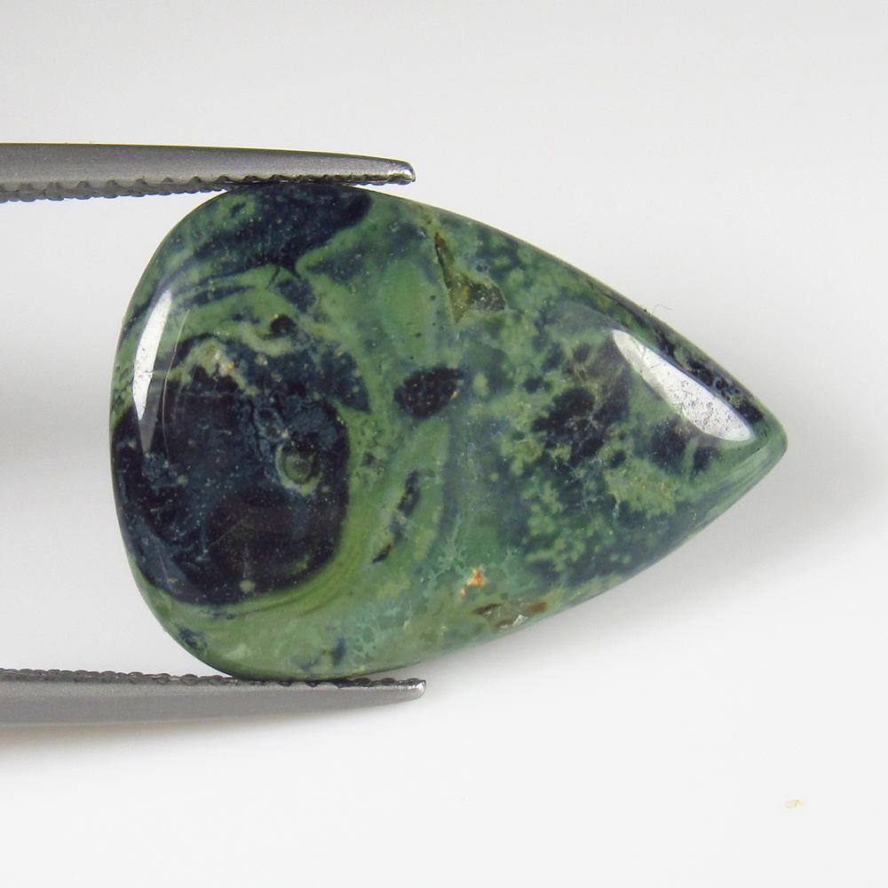 Natural Jasper Quartz - 11.16 Ct: No Reserve! Title: Natural Jasper Quartz - 11.16 Ct Origin: Brazil Weight: 11.16 Size/Dimensions: 23.0 x 16.0 x 4.0 mm Additional Information: Pieces : 1 No's / Shape : Pear Cabochon / Color : Blue Gr