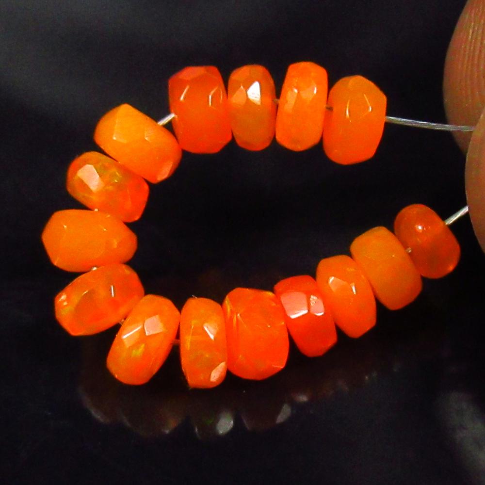 3.31 Ctw Natural 15 Drilled Orange Fire Opal Round Beads (1 of 2)