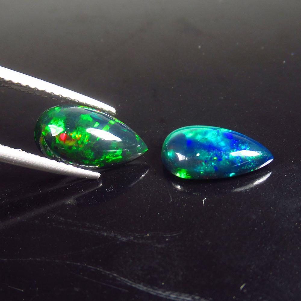 Natural Black Fire Opal Pair - 2.87 Ct (1 of 3)