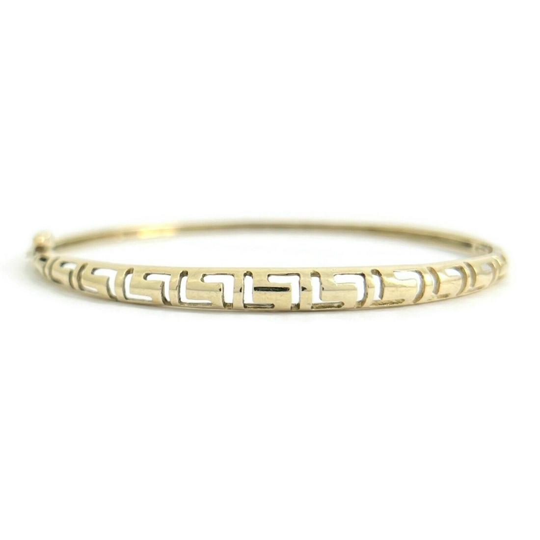 Vintage 1960's Greek Key Bangle Bracelet 14K Yellow Gold, 6.47 Grams (1 of 10)