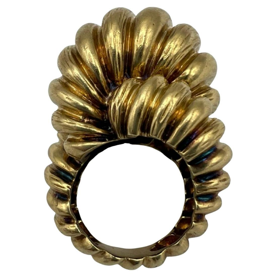 Vintage French 18k Gold Ring Snail Swirl (1 of 8)