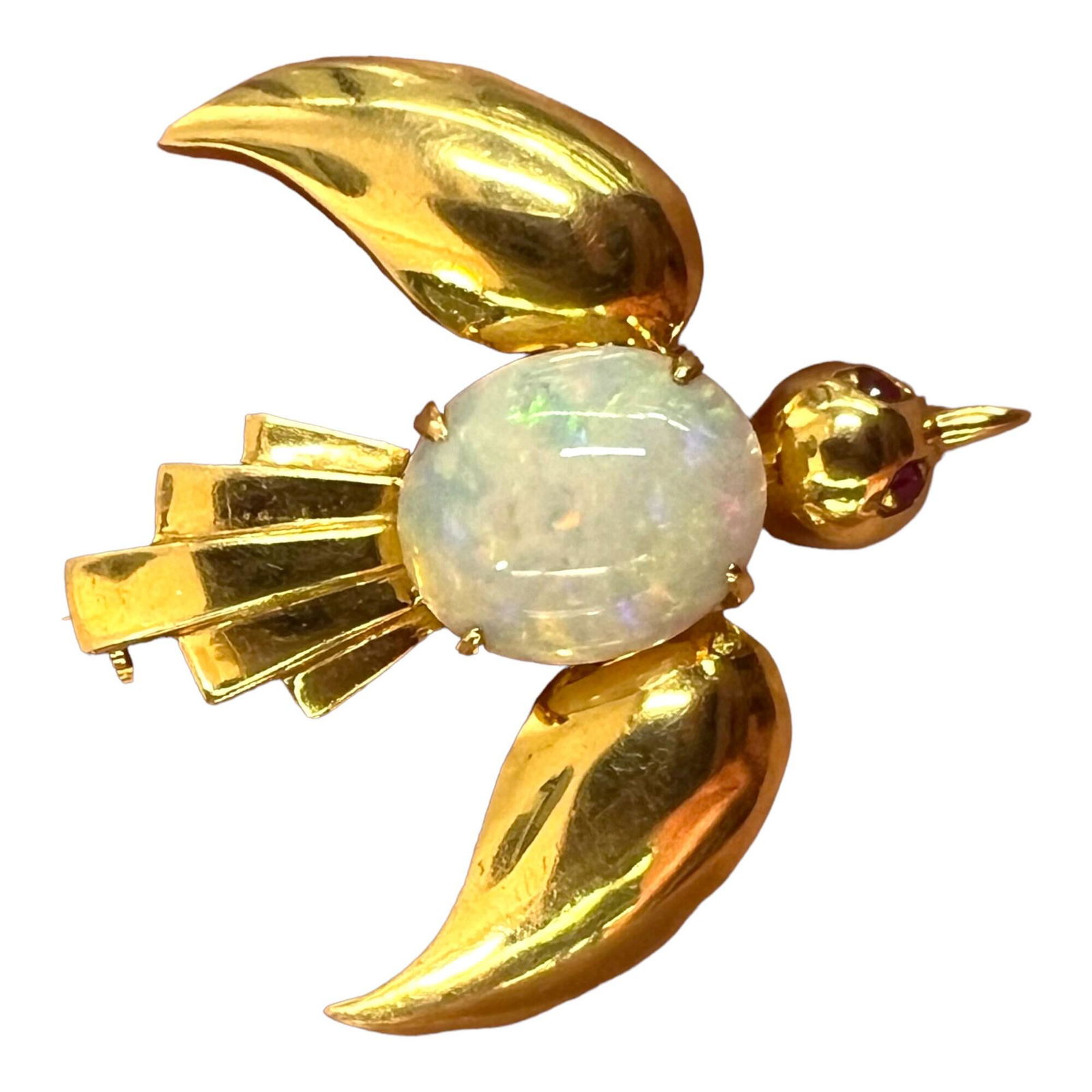 18k Vintage opal swallow brooch (1 of 10)