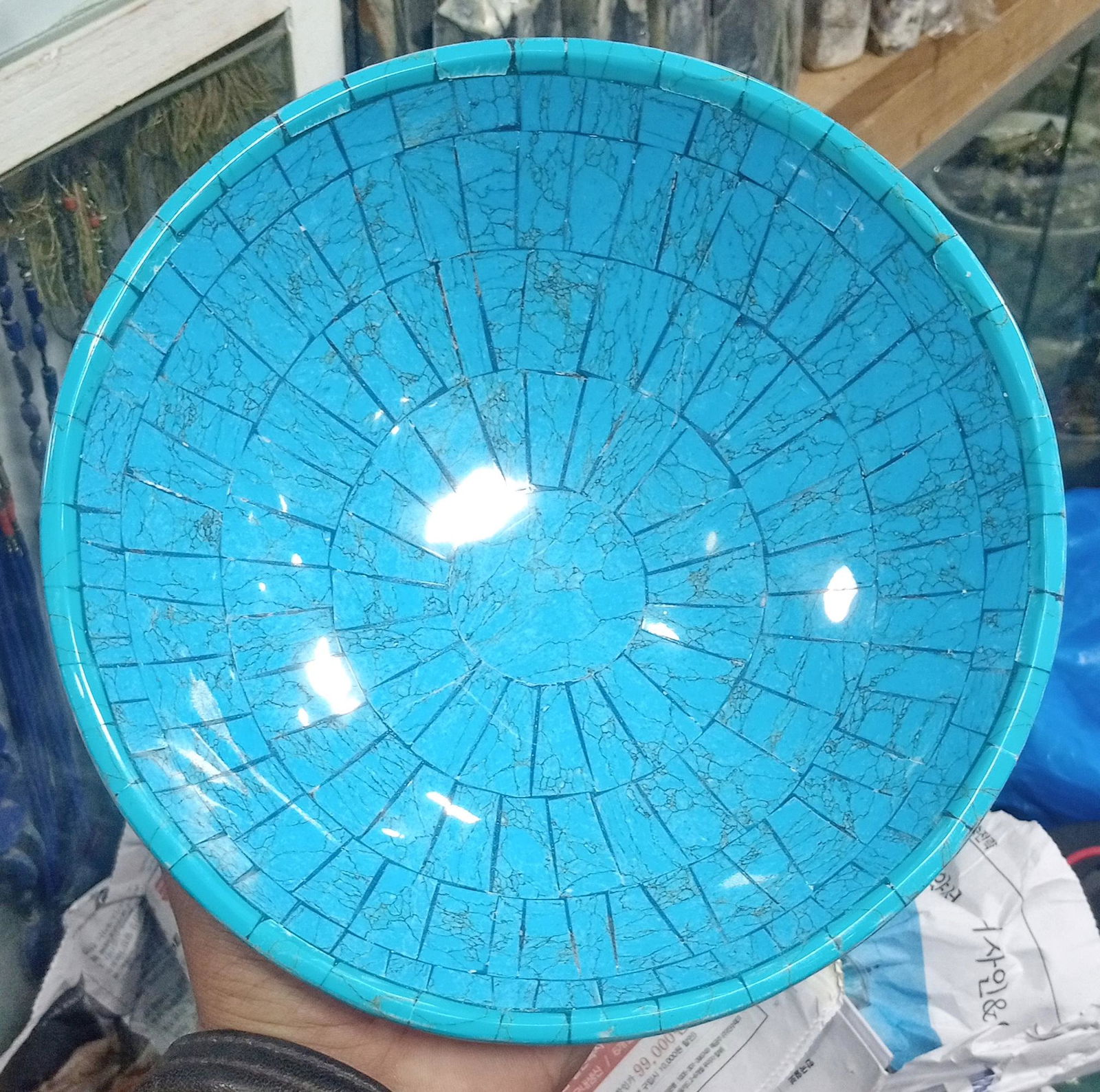 8 Inch Hand Crafted TURQUOISE Bowl Ovel Shape (1 of 7)