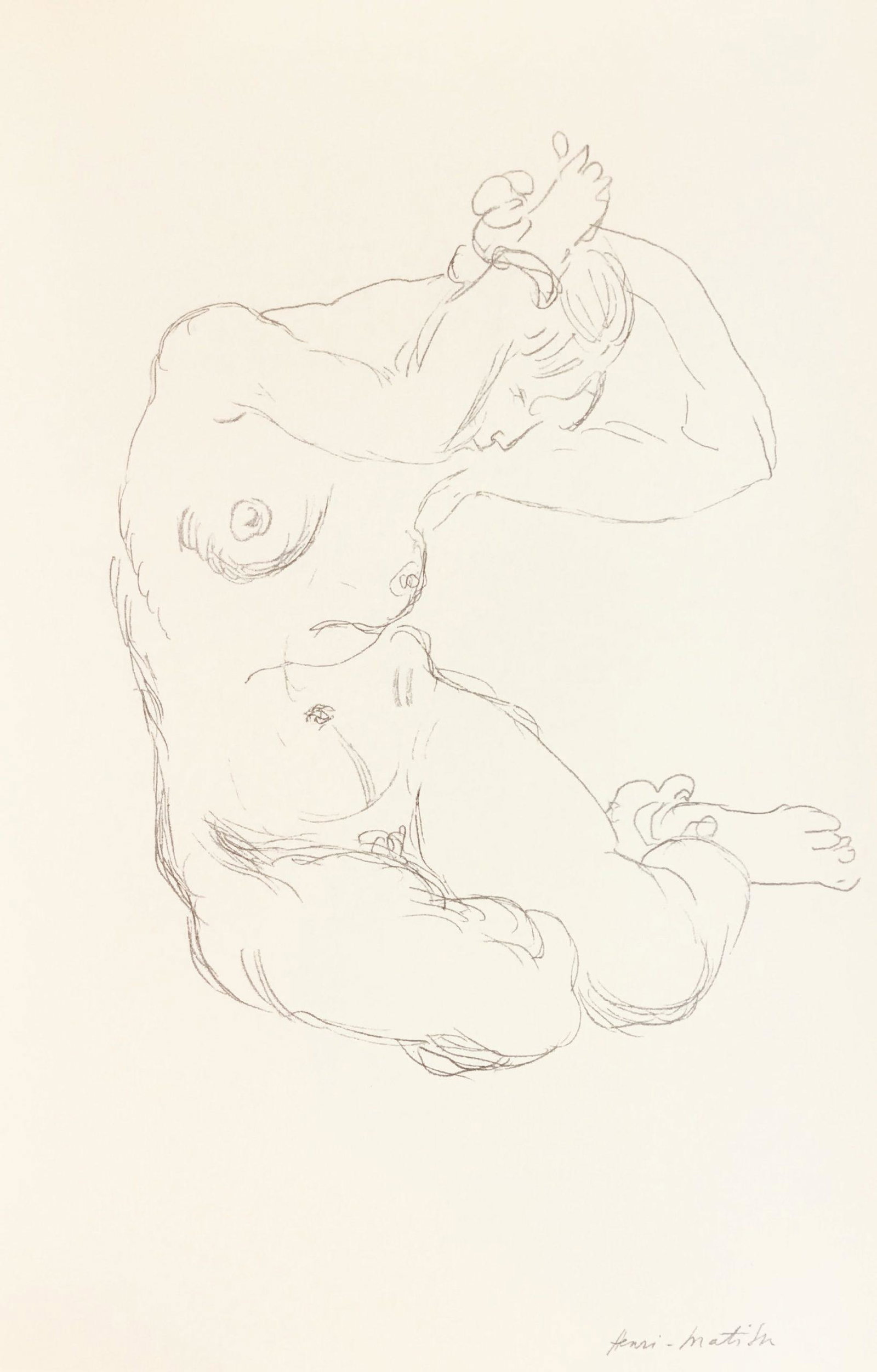 Matisse Nude 1918 Lithograph Succession 1994: Artist: Henri Matisse Country: France Title: Nu 1918 - Succession Henri Matisse 1994 Medium: Lithograph Marks: Signed in plate Paper Size: 15.75 x 10.25 inch on wove paper Published : by Maeght France