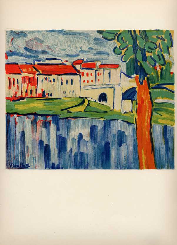 Vlaminck Lithograph 12 Chatou with red tree (1 of 1)