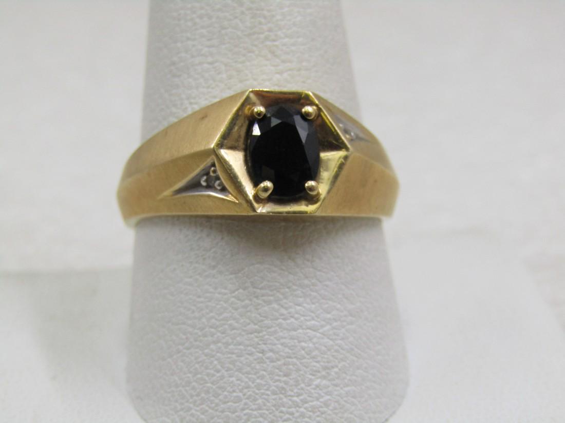 Vintage 14kt Dark Blue Sapphire Men's Ring, Sz. 10.75, 1940's-1960' (1 of 8)