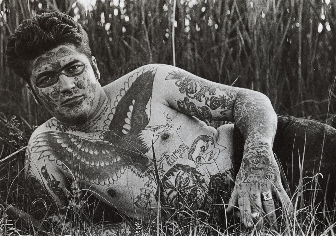 DIANE ARBUS - Jack Dracula, The Marked Man: Artist: Diane Arbus Title: Jack Dracula, The Marked Man Medium: Photo Litho, 1984, Italy Dimensions: 7.45x5.25" Description: Heat Wax Mounted on 8.5x11" Conservation Board Artist Bio: Diane Arbus was 