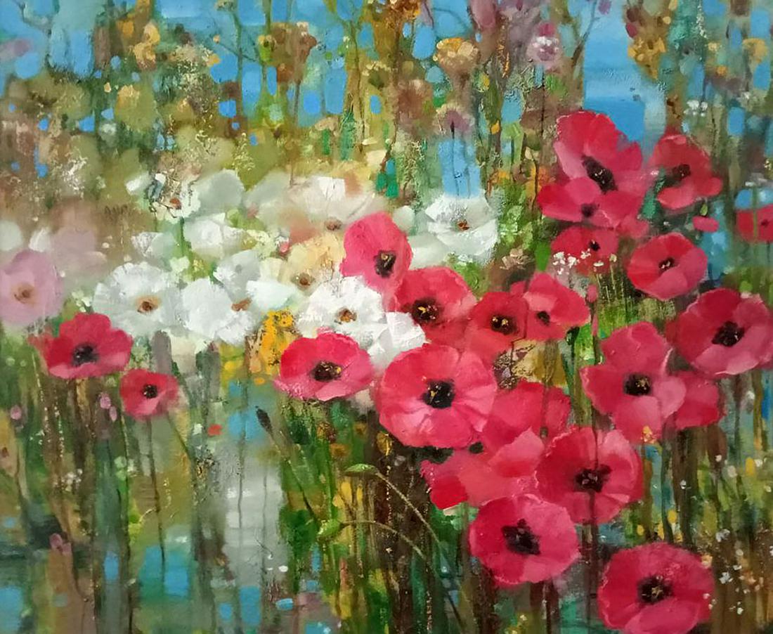Abstract oil painting Poppies Anatoly Borisovich Tarabanov (1 of 11)