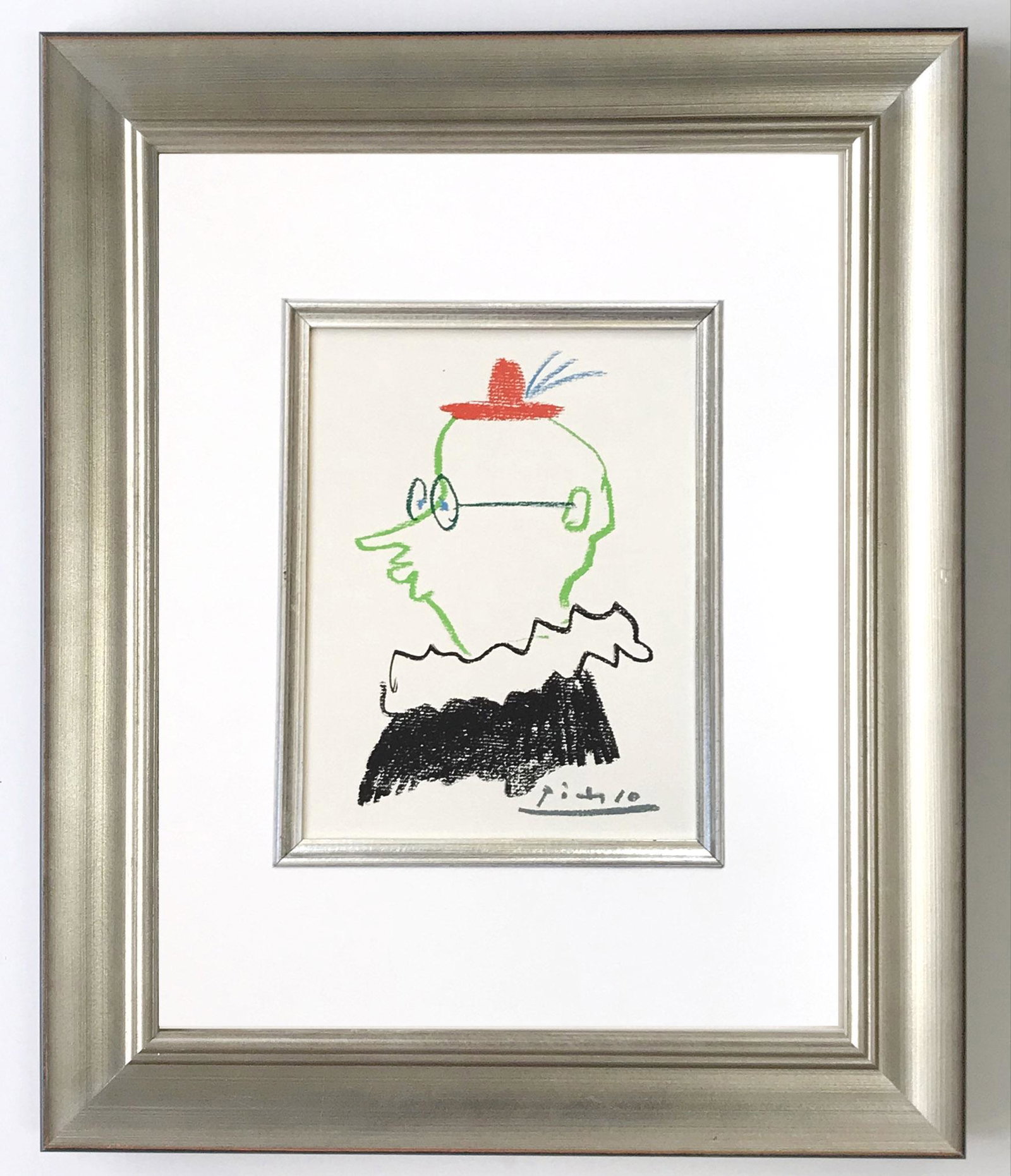 Picasso Framed Lithograph The friend: Title: The friend Artist: Pablo Picasso Country: Spain Medium: Lithograph Marks:Signed in plate not numbered Paper Size: 13.7 x 9.5 inch Printed: 1968 on velum paper Provenance: Stories without love 1